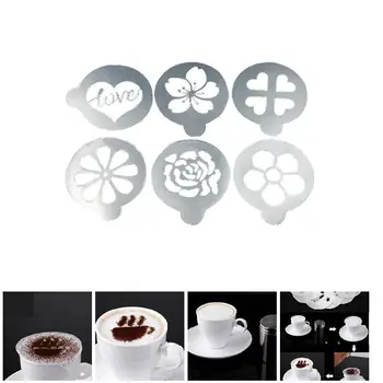 6Pcs/Set Kave Matrica Plastičnih Mleka Cupcake Torto Predlogo Barista Cappuccino Latte Tiskanje Model Spray Dekoracijo Orodje AUG889 30428