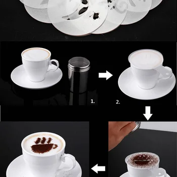 6Pcs/Set Kave Matrica Plastičnih Mleka Cupcake Torto Predlogo Barista Cappuccino Latte Tiskanje Model Spray Dekoracijo Orodje AUG889