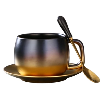 Preprosto Keramično Skodelico Kave Krožnik nastavite Gradient Zlato Skodelico Kave Popoldanski Čaj Pokal nastavite Latte Kave Skodelice Mleka