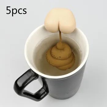 5pcs Večkratno uporabo Silikonski Čaj Infuser Ustvarjalne Ritko Oblikovan Smešno Zeliščni Čaj Aparat za Filter Vrečko Difuzor Cedilo Čaj Dodatki