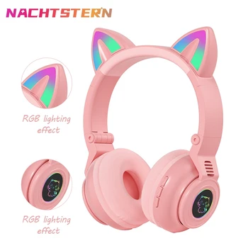 Srčkan RGB Mucek brezžične Slušalke Bluetooth 5.0 Bas Šumov Odraslih Otrok Dekle Slušalke Podpira TF Kartice Čelada z Mic 30861