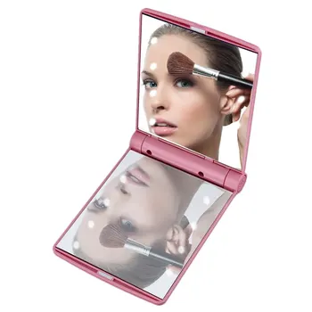 Zložljivi Ličila Ogledalo s Svetlobo Magnetni Odpiralni Prenosni LED Kompaktni Ogledalo Žep Lady Kozmetični Nečimrnosti Ogledalo Darilo