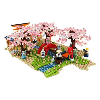 Sembo 601147 Otroci Stavbe Igrače Bloki Dekleta Puzzle Sakura reke Ženske, Darilo brez polje