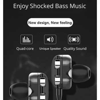 Dual Drive Stereo Žične Slušalke Univerzalno V Uho Heavy Bass Stereo Žične Slušalke Športne Gaming Slušalke Z Mikrofon Za Telefon