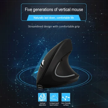 Nastavljiv Gaming Mišk 2,4 GHz Wireless Optični Navpično Miško 3 Prestave 1600 DPI za Gospodinjstvo Računalniško Varnost Del