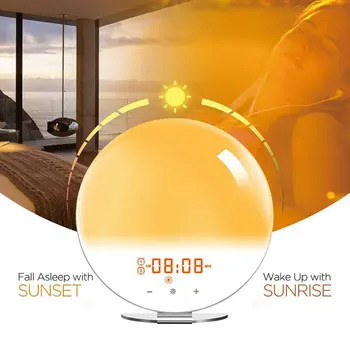 Smart Wake Up Light Delovni Dan Budilka S 7 Barv Sončni Vzhod / Zahod Smart Življenje Tuya Aplikacija Deluje Z Alexa Doma
