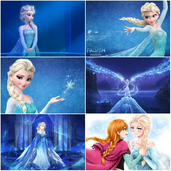 Disney Risani Film Ana Elsa Platno Slikarstvo Plakat in Disney Princesa Zamrznjene Natisne Vrtec Wall Art za Dnevna Soba Dekor