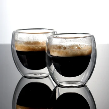 6 Sklopov 80Ml dvoslojno Votlega Stekla Skodelico Kave Kompleti za Pitje Čaja, Kave, Pitje Skodelice