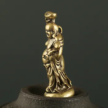 1 Kos Mini Medenina Kip Bude, Letnik Yuanbao Maitreja Ornament Figur Keychain Prenosni Darilo Doma Dekoracijo