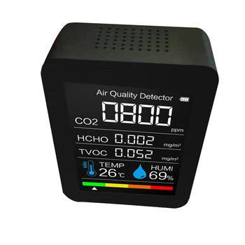 5 v 1, CO2/HCHO/TVOC Detektor Kakovost Zraka v Prostoru Digitalni Termometer, Higrometer Večnamensko Ogljikovega Dioksida Detektor Doma