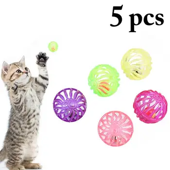 5pcs/Set Smešno Mačka Žogo Igrača Votlih Usposabljanje Mačka Interaktivna Igrača Gatos Bell Igrača Za Mucek Pet Interakcije Dobave 32448