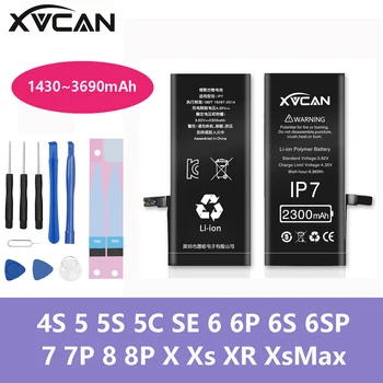 XVCAN Originalne Baterije Za iPhone 4S, 5 z Visoko Zmogljivostjo 5S 5C SE 6 6P 6S 6SP 7 7P 8 8P X Xs XR XsMax Bateria Zamenjava Batterie