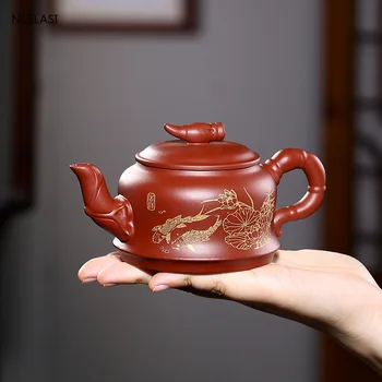Yixing čaj pot oris v zlato Vijolično Gline Čajnik lepoto grelnik vode Surove rude Ročno Boutique Čaj nastavite Verodostojno Kravato Guanyin 280ml 32826