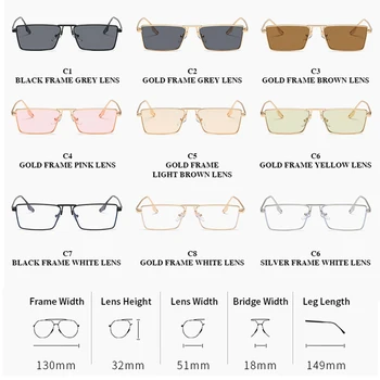 LongKeeper Retro Kvadratnih sončna Očala Ženske Moški Pilotni Vožnje Očala Kovinskih Očal Okvir Vintage sončna Očala Punk Lentes De Sol, UV