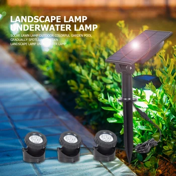 Vodotesen IP65 RGB Solar Powered LED 3 Svetlobe Podvodne Luči Pozornosti Vstavljanje Prostem Vrt Krajine Vrtne Razsvetljave