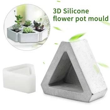1Pc Trikotnik Konkretne Silikonsko Plesni Cactu Sočna Rastlin Cvetlični lonček Plesni DIY Cementa Gline Obrti Litje Vaza Plesni Plesni 3D