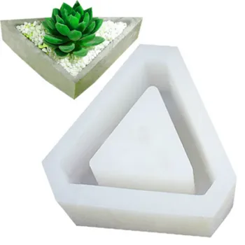 1Pc Trikotnik Konkretne Silikonsko Plesni Cactu Sočna Rastlin Cvetlični lonček Plesni DIY Cementa Gline Obrti Litje Vaza Plesni Plesni 3D