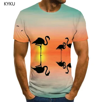 Kyku blagovne Znamke Živali Majica s kratkimi rokavi Moški Sunset Anime Obleko Ljubezen Majice 3D Gradient Tshirt Natisnjeni Mens Oblačila Punk Rock Moda