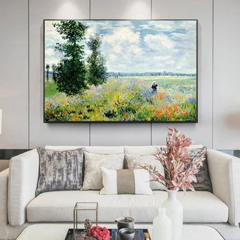 Claude Monet Makovo Polje Landscape Oljna slika na Platnu Razmnoževanje Plakati Impresionizem Wall Art Dnevna Soba Cuadros 3441