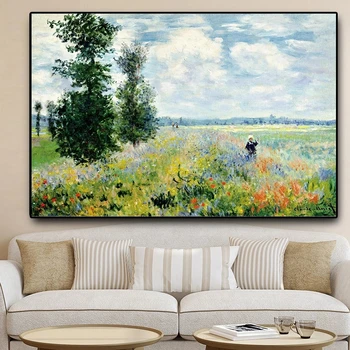 Claude Monet Makovo Polje Landscape Oljna slika na Platnu Razmnoževanje Plakati Impresionizem Wall Art Dnevna Soba Cuadros