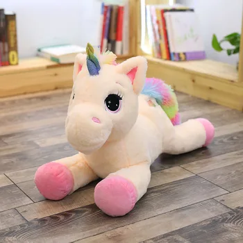 Giant Velikosti 110 cm Samorog Plišastih Igrač Mehko Polnjene Rainbow Unicorn Lutka Živali Konj Igrača Visoke Kakovosti Darila za Otroke Dekleta