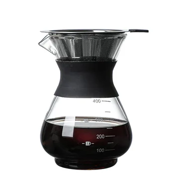 V60 Kava Lonec Iz Nerjavečega Jekla Filter Visoko-Temperatura Stekla, Odpornega Anti-Oparine Silikonski Ročaj Aparat Za Kavo Brewer
