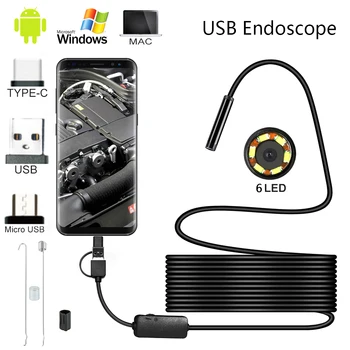 5.5 mm objektiv Fotoaparata Endoskop IP67 1/2/3.5/5/10 M Trdi gibljivo Cev Mirco USB Borescope Video Pregled za Android Endoskop 3491