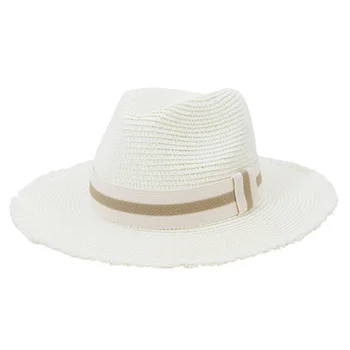 ženske sonce klobuki široko roba pasu pasu priložnostne klasičnih pasu pasu poletje pomlad klobuk ročno izdelani za zaščito pred soncem plaži potovanja slame nedelja klobuk