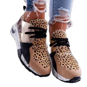 2021Women Superge Čipke-Up Platformo Športni Čevlji za Ženske Dihanje Ženske Superge Leopard Tiskanja Žensk Vulcanize chaussures