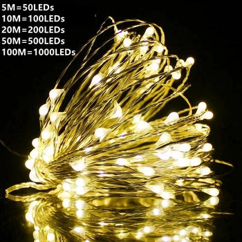 5-100 M Bakrene Žice LED Niz Vila Luči Božično Drevo Poroko Garland Stranka Vrt Doma Dekoracijo DC12V AC120V/220V Napajanje