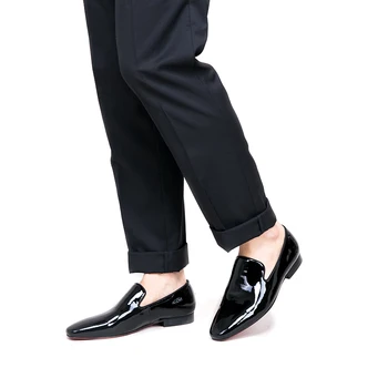 PIERGIT Nov prihod Moških črno Lakasto Usnje čevlji Stranke in Poroka moških obleko čevlje luksuzno Ročno moških loafers moški je stanovanj