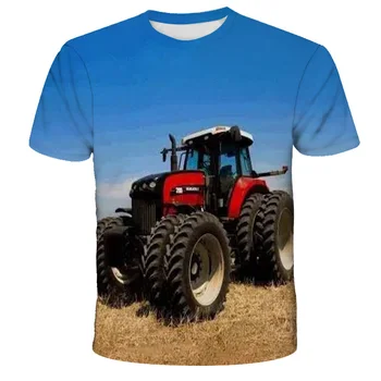 Prevelik 3D Tiskanja Nov Avto, Traktor T Shirt Hip Hop Ropa Priložnostne Ulične Fant T-Shirt Človek Tshirt Vrhovi 4-14T