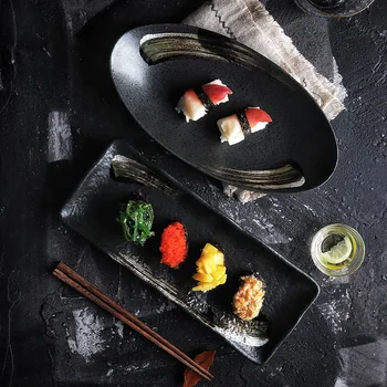 RUX DELAVNICO Japonskih ovalne keramično ploščo Ribe ploščo Suši krožniku Zrezek jed Restavracija kuhinjske posode 37344