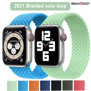 Pleteni Solo Zanke Za Apple watch band 44 mm 40 mm 38 mm 42mm Najlon TKANINE Elastični pas, zapestnica iWatch series 3 4 5 jv 6 trak