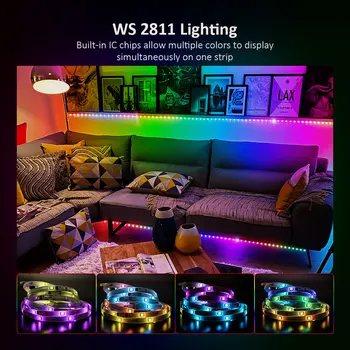 ColorRGB DreamColor LED Trakovi,RGBIC Aplikacije za upravljanje s svetlobnimi Trakovi z Preganja Multicolor Učinek, Vodotesen LED Trak
