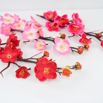 Cherry Red Plum Blossom Svile Umetnih Plastičnih Rož, Podružnica svate, Dekoracijo Doma Soba Tabela DIY Ponaredek Cvet Dobave 37441