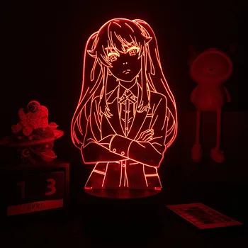 Kakegurui Meari Saotome Anime Led Luč za Spalnica Dekor Nočna Otroci Darilo za Rojstni dan Manga Noč Svetlobe Soba Tabela 3d Lučka