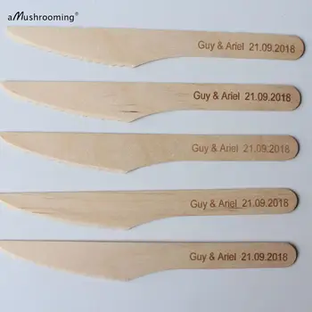 Osebno Ime Lesene standard Noži za Les, Jedilni pribor Kmečka Poroka 50 kosov koktajli jedilni pribor, ki služijo nož poročne