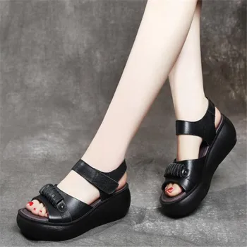 Poletni ženski sandali so odporni na obrabo, anti-slip Roman Čevlji retro platformi z debelim dnom udobno Klin sandale 37916