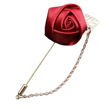 Rdeče Rože Moške Rose Pin Broška Ročno izdelane Tkanine Groomsmen Poroko Ženina Corsage in Boutonnieres