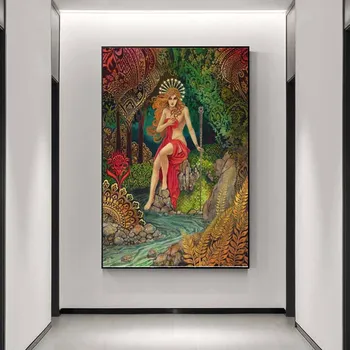 Luna Boginja Skrivnost Psihedelični Tarot Poster Tiskanje Bohemian Gypsy Art Slika Plakatov In Fotografij dekle spalnica dekoracijo