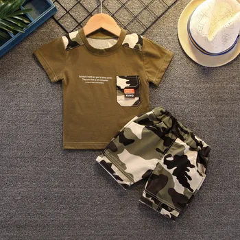 Nov Poletni Malčka Dojenčka Otroci Baby Dekleta Bombaža T-shirt Prikrivanje + hlače 2Pcs Priložnostne Camo Obleko Oblačila 1-4T