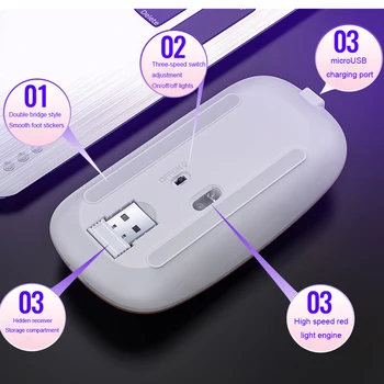 2,4 GHz Wireless Mouse Ultra-Tanek Tiho LED Osvetljen Miške USB, Optičnega Ergonomska Miška za Prenosni RAČUNALNIK
