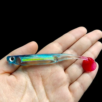 Ribe Rainbow mehka vaba 9 cm/5g Simulacije Silikonski Umetno bionic mehke vabe Vgrajeni aluminijasto folijo mehka vaba Ribolov reševanje