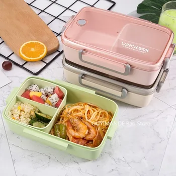 BPA Free Lunch Box Okolju prijazno Bambusa Vlaken Material Prenosni Bento Polje Microwaveble Hrane za Shranjevanje Posode Za Office Otrok