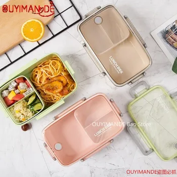 BPA Free Lunch Box Okolju prijazno Bambusa Vlaken Material Prenosni Bento Polje Microwaveble Hrane za Shranjevanje Posode Za Office Otrok