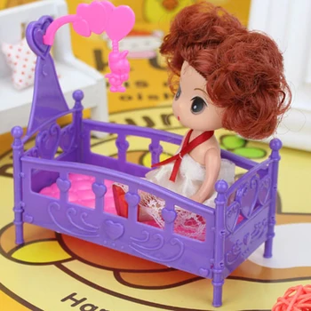 Miniaturni Posteljo, Igrače, Zibanje, Zibelka Posteljo Klopotec Lutke Igrače za Kelly Baby Doll Dodatki Darilo Lutke Dekor 38546