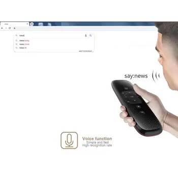 W2 2.4 G RF Zraka Brezžično Miško Sledilno Tipkovnico Priključite Play Podpora za Glasovni Vnos Daljinski upravljalnik za Android TV BOX HTPC Telefon