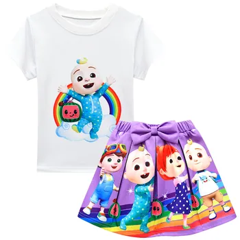 2021 Novo Poletje Otrok Kompleti Oblačil Otroci Srčkan Cocomelon T Shirt+Til Tutu Krilo 2pcs Obleke Dojencek Dekliška Oblačila, ki Risanka
