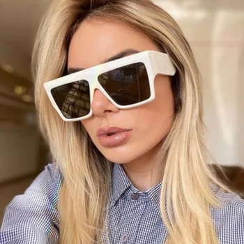 Kvadratni sončna Očala Ženske Letnik 2021 Trend Prevelik Kvadratnih Luksuzni sončna Očala Ženske Oblikovalec Ravno Top Big Okvir Očal je UV400